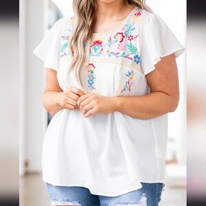 Chic Soul embroidered white top